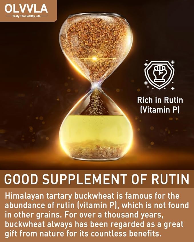 Olvvla - Himalayan Tartary Buckwheat - 8oz/227g - Premium Roasted Buckwheat Tea - Gluten-Free - Caffeine Free - Rich Aroma of Roasted Buckwheat
