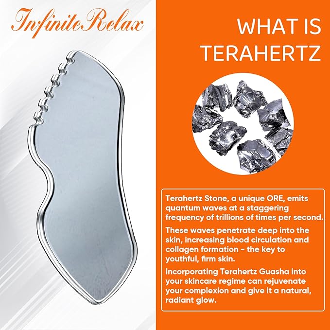 2Pcs Terahertz Gua Sha Facial Tools Set Stone for Lymphatic Drainage, Reduced Puffiness, Relieved Facial Tension – 100% Natural Terahertz Stone Skin Care Tools
