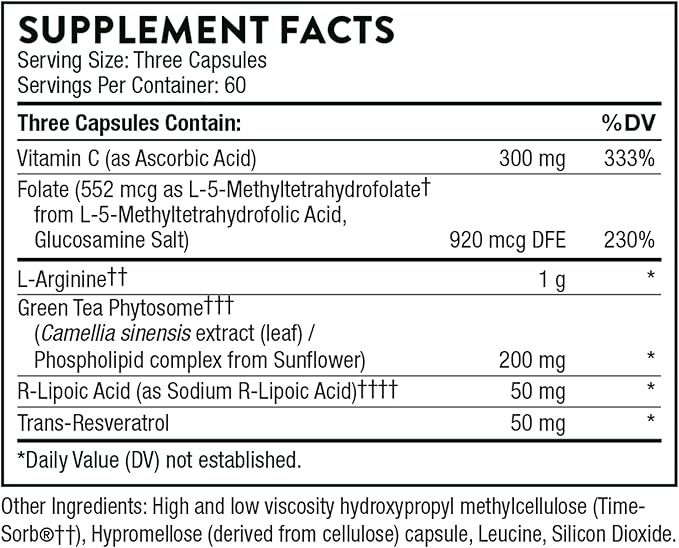 THORNE - L-Arginine Plus (Formerly Perfusia Plus) - Sustained-Release Cofactors to Support Heart Function, Nitric Oxide Production & Optimal Blood Flow* - 180 Capsules