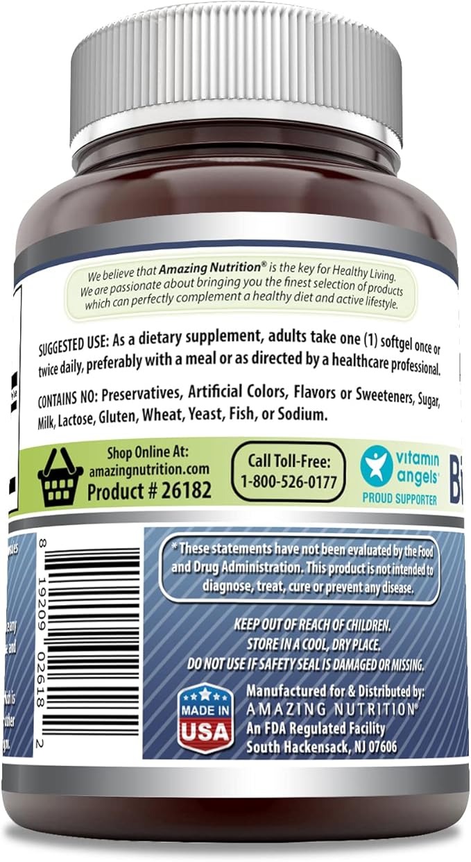 Amazing Formulas Bilberry Extract Supplement 1000 Mg 120 Softgels | Rich in Vitamins | Pure Extract of Bilberries