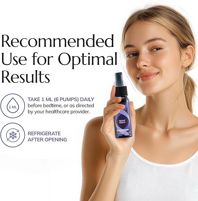 Night Night Liposomal Spray – Non-Habit-Forming Sleep Supplement with Melatonin & GABA - Fast-Absorbing Sleep Spray to Promote Rest, Relaxation & Positive Mood - Allergen-Free & Vegan