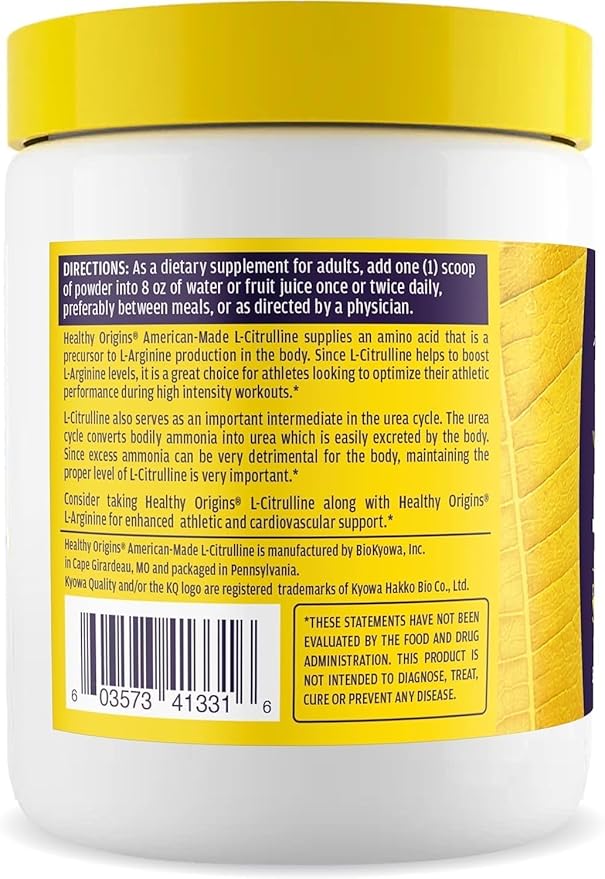 Healthy Origins - L-Citrulline (American-Made, Non-GMO, Gluten Free, Athletic Support), 10.6 Ounce