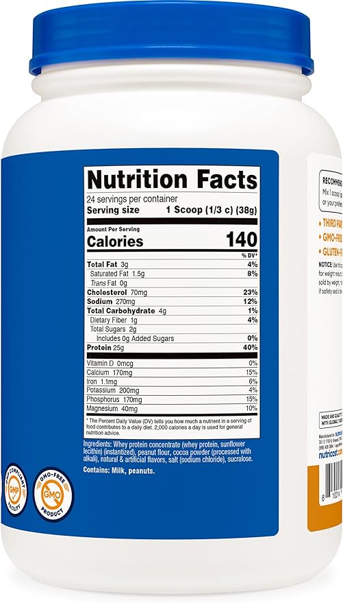 Nutricost Whey Protein Concentrate (Chocolate Peanut Butter) 2LBS - Gluten Free & Non-GMO