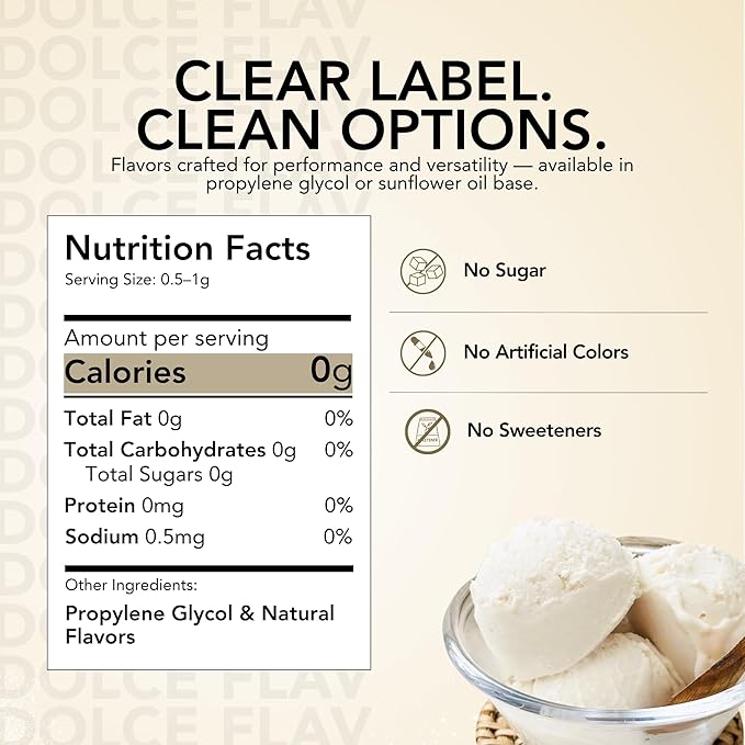 Dolce Flav Vanilla Extract 8 oz – Kosher, Sugar-Free, Concentrated Vanilla Flavoring for Baking, Cookies & Desserts, Includes Measured Dropper
