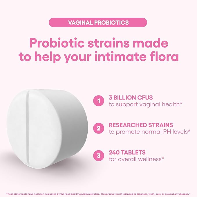 Vaginal Probiotics Supplement Supports PH Balance & Intimate Flora 240 Tablets 3 Billion CFU (240, Vaginal Probiotics)
