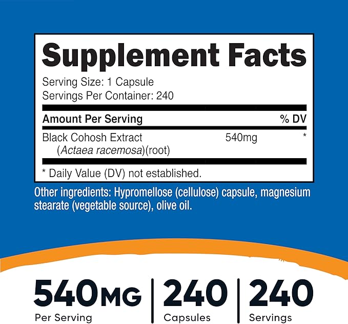 Nutricost Black Cohosh 540mg, 240 Capsules - Non-GMO, Gluten Free