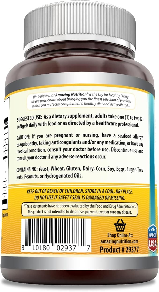 Amazing Omega Norwegian Cod Liver Oil 1250 Mg Softgels Supplement | Omega-3, EPA, DHA, Vitamin A, Vitamin D & Vitamin E (Lemon | 120 Count | 2 Pack)