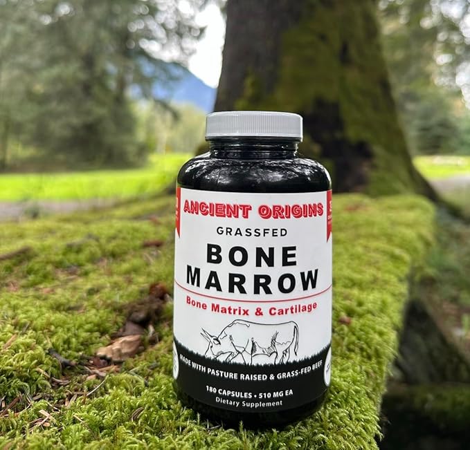 Grass Fed Bone Marrow Supplement, 3060mg, Skin, Oral Health, and Joint Support Supplement, Promotes Whole-Body Wellness, Non GMO Whole Bone Extract, 180 Capsules