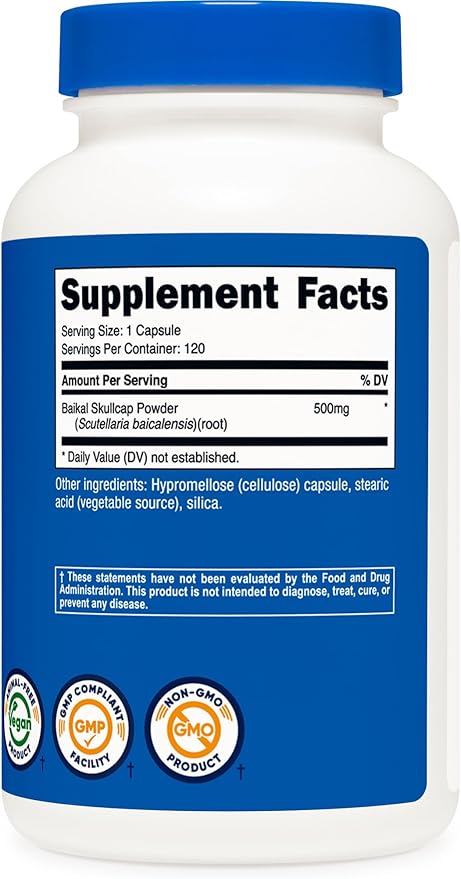 Nutricost Baikal Skullcap 500mg, 120 Vegetarian Capsules - Non-GMO, Gluten Free