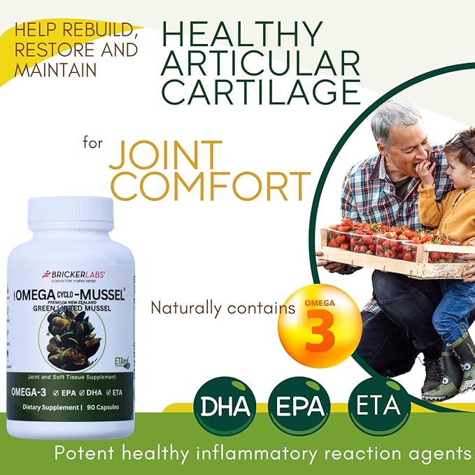 Omega Cyclo - Mussel Joint Health Supplement, Premium New Zealand Green Lipped Mussel, Full Spectrum Omega Joint Supplements for Joint Health and Comfort, 90 Capsules