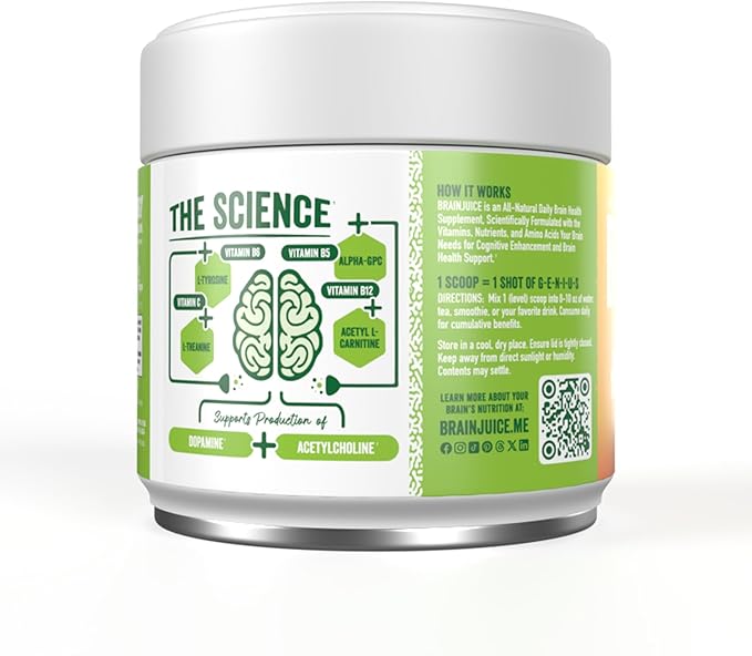 BrainJuice Active Peach MangoDaily BrainPower Mix - 15 Servings (2.2 Oz, Peach Mango)