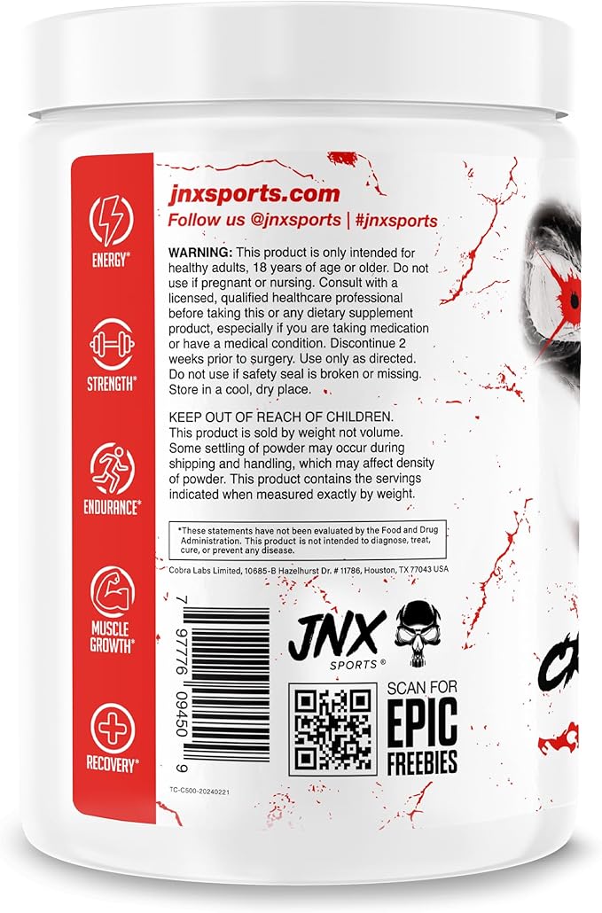 JNX SPORTS The Curse! Creatine Monohydrate Powder 100 Servings | Pure Micronized Creatine 5g Per Serving | 500g - 17.6 Ounce