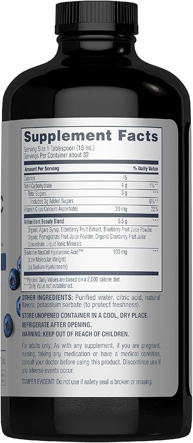 NeoCell Hyaluronic Acid Liquid with Vitamin C, Berry, 16 Fl Oz (Pack of 1) - Packaging May Vary