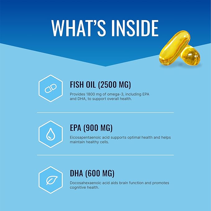 Omega-3MD - Fish Oil EPA & DHA - Improve Cognitive Health - 1 Bottle - 3 Month Supply