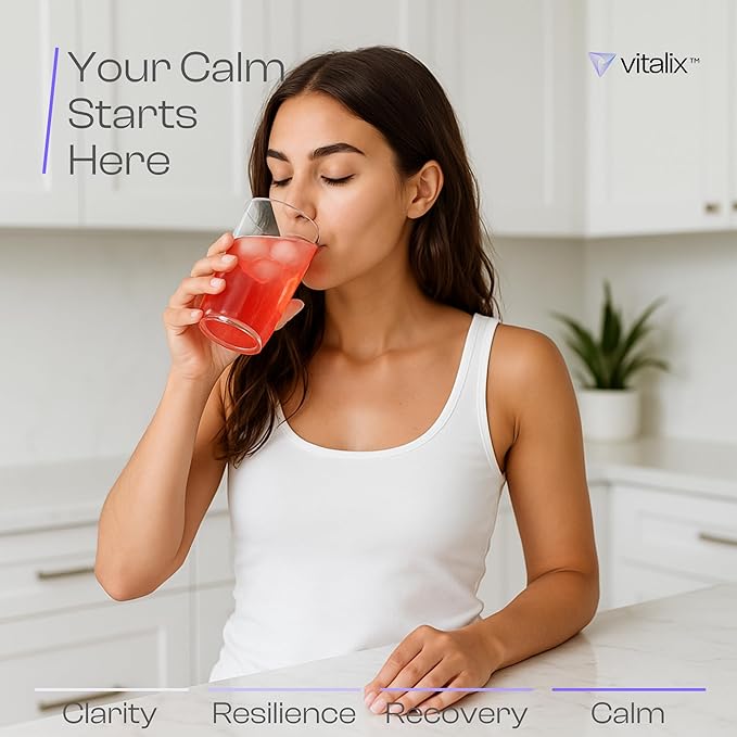 Vitalix Cortisol Cocktail–Premium Calm Drink Mix | Cortisol Supplements for Women & Men + Cortisol Detox | Ashwagandha KSM 66, Magnesium Glycinate, L Theanine | Raspberry Lemonade – 30 Servings