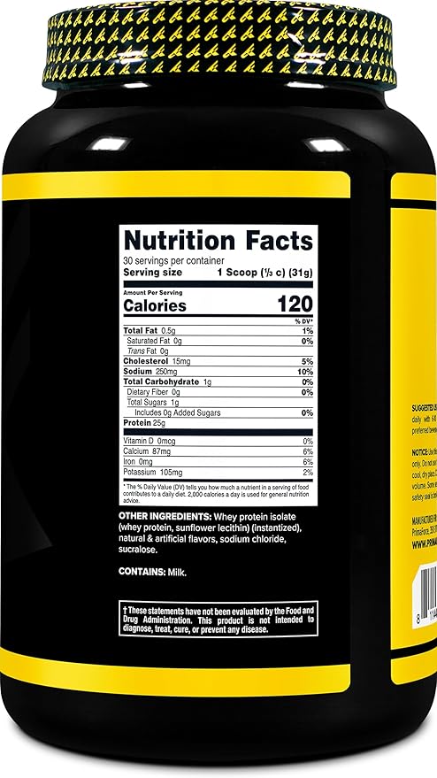 Primaforce Whey Protein Isolate Powder (Vanilla, 2 lbs) - Non-GMO, Gluten Free