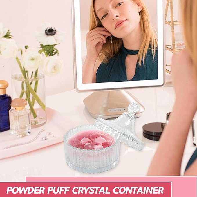 6 Pcs Large Body Powder Puff and Containers, Washable Dusting Powder Container with Puffs Reusable Powder Puff with Case for Women Powder Container Wet and Dry Makeup, 2 container + 6 Puffs
