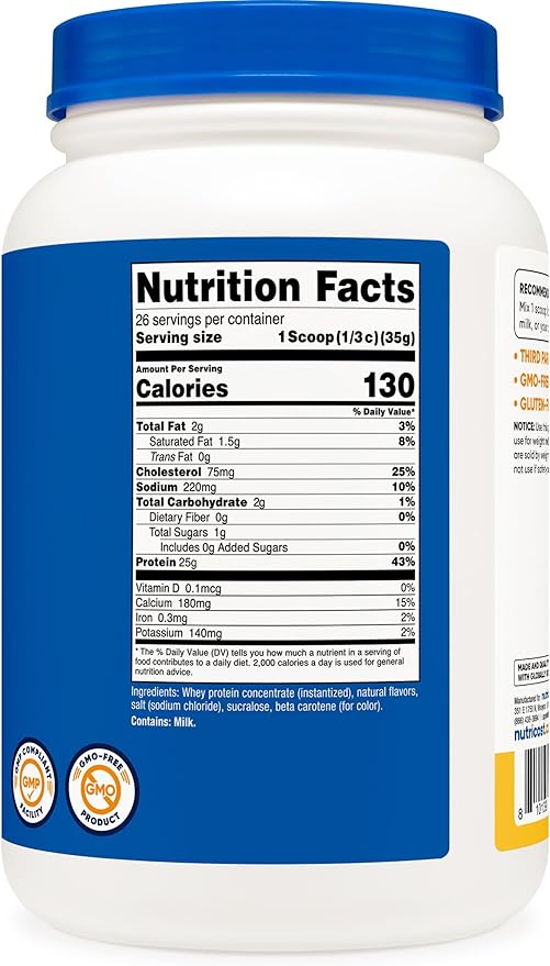 Nutricost Whey Protein Powder Pineapple (2 LBS) - Gluten-Free, GMO-Free, from Whey Protein Concentrate