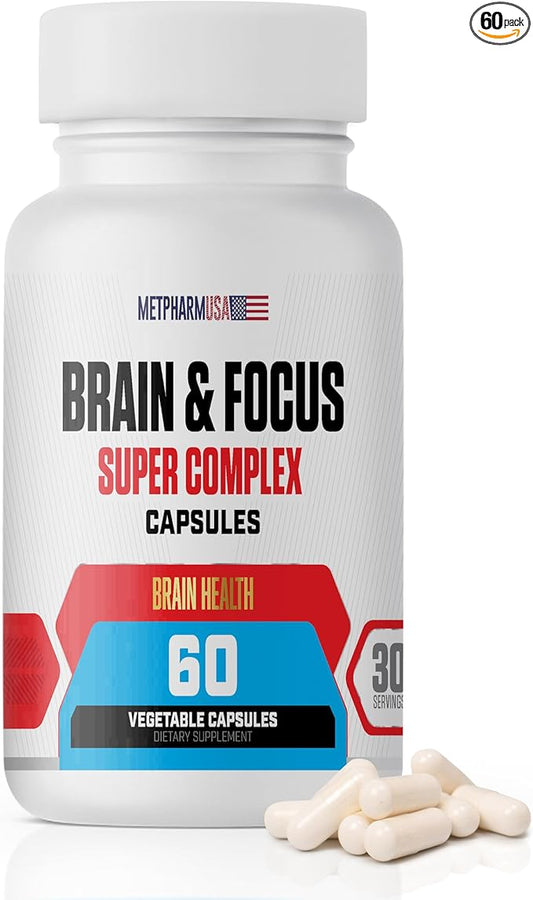 Brain & Focus Nootropic Super Complex Supplement for Brain Support and Performance, Improved Focus Memory and Mental Performance