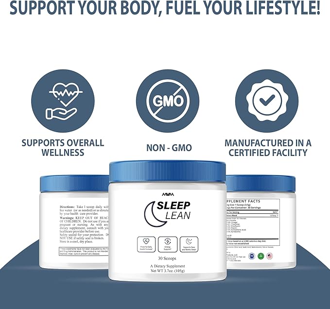 Sleep Lean Supplement Sleep Lean Advanced Formula, Sleep Lean Powder Advanced Overall Health Formula Supplement, Sleep Lean Premium Rest and Overall Wellness Support (3.7oz / 105g)