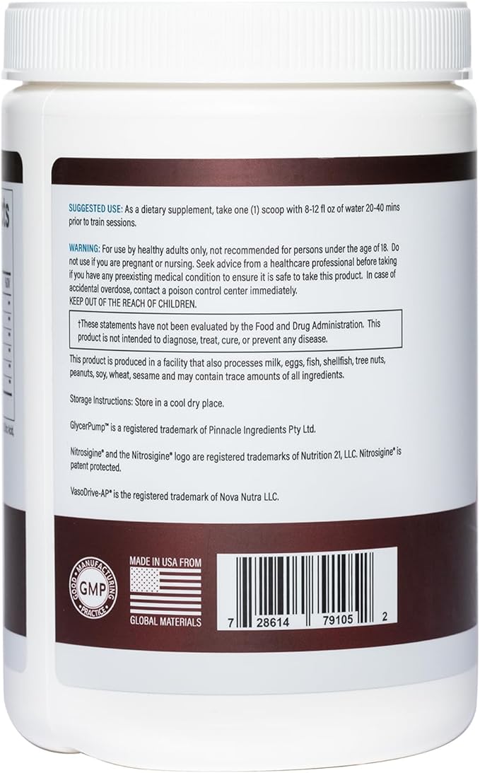 Vigor - Stimulant-Free Nitric Oxide Pre-Workout Powder | L-Citrulline (5000mg), Malic Acid (2000mg), GlycerPump (1500mg)| Blue Raspberry| 30 Servings, 13.86g Each | Made in The USA