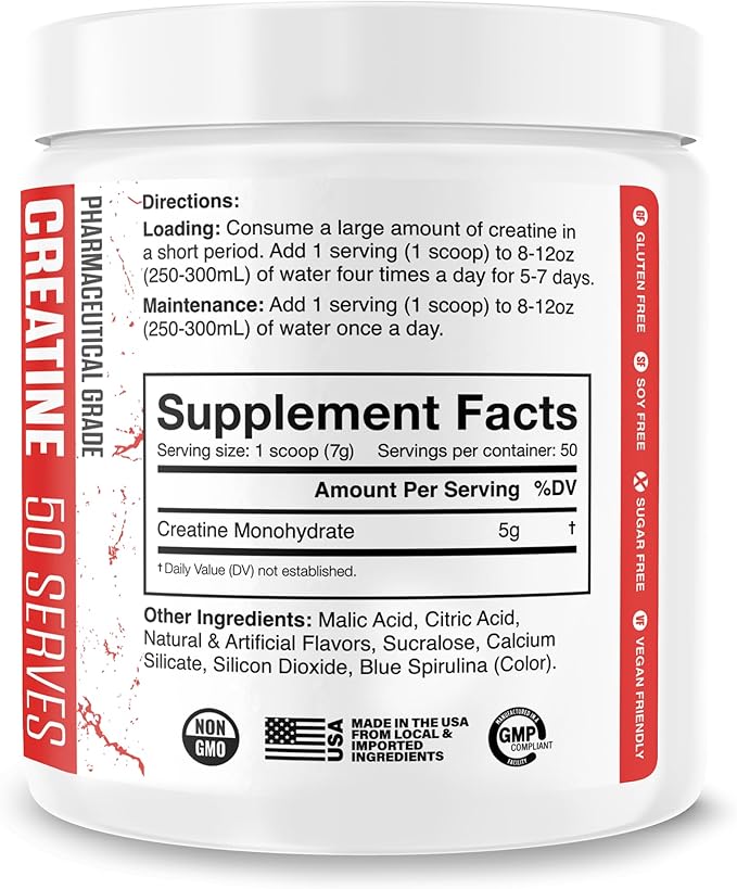 JNX SPORTS The Curse! Creatine Monohydrate Blue Raspberry 50 Servings | Pure Micronized Creatine 5g Per Serving | 350g - 12.3 Ounce