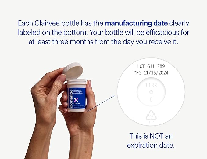 Clairvee by Bonafide. Vaginal Probiotic for Relief from Odor, Itching, & Discharge. — 2-Month Supply (30 Capsules)