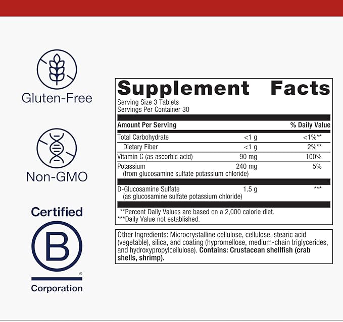 Metagenics Glucosamine Sulfate - Joint Health & Cartilage Health Supplement* - with Vitamin C, Potassium & D-Glucosamine Sulfate - 90 Tablets