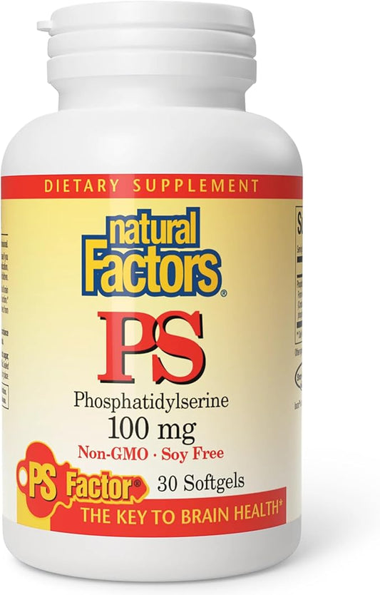 Natural Factors, Phosphatidylserine, Support for Memory, Concentration and Brain Functions, Soy and Gluten Free, 30 Softgels