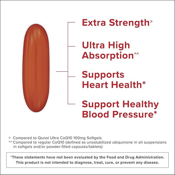 Qunol CoQ10 200mg Softgels, Ultra CoQ10 - Ultra High Absorption Coenzyme Q10 Supplements - Antioxidant Supplement for Vascular and Heart Health & Energy Production - 2 Month Supply - 60 Count