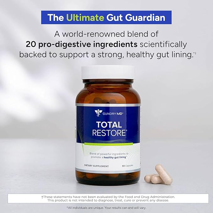 Gundry MD Total Restore Gut Lining Support, Digestive Supplement for Gastrointestinal Wellness, Gut Health Supplement, Gut Health for Women and Men, 90 Capsules (3)