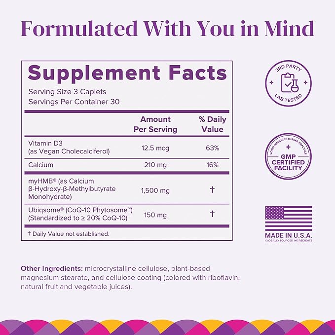BariMelts HMB Muscle Shield for GLP-1 Users and Bariatric Patients - HMB Supplements with Vitamin D3 & Ubiquisome® Phytosome™ Supports Muscle Recovery - 90 Smooth-Coated Caplets