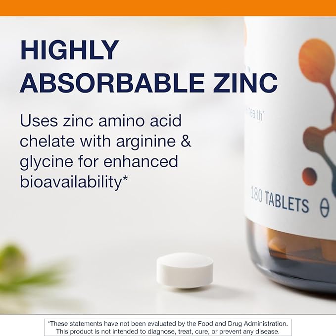 Metagenics Zinc A.G. - Highly Absorbable - for Immune Support, Bone Health & Energy Metabolism* - Non-GMO & Gluten-Free - 180 Tablets