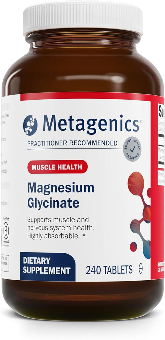 Metagenics Magnesium Glycinate - Highly Absorbable - Support for Sleep, Stress Relief, Muscle, Bone, Heart & Nerve Health - Gluten-Free - Non-GMO - Vegetarian - 240 Tablets