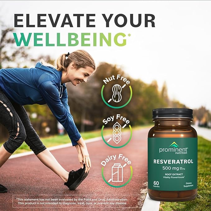 Prominent Nutrition Resveratrol Supplement, Anti-Aging and Immune Support, 98% Pure Trans-Resveratrol Supplement, 500 mg, 30 Day Supply