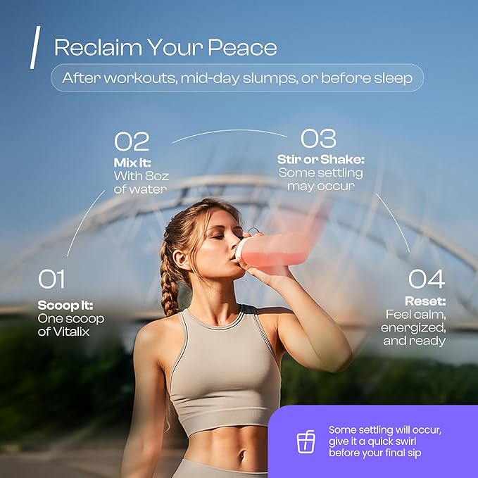 Vitalix Cortisol Cocktail–Premium Calm Drink Mix | Cortisol Supplements for Women & Men + Cortisol Detox | Ashwagandha KSM 66, Magnesium Glycinate, L Theanine | Raspberry Lemonade – 30 Servings