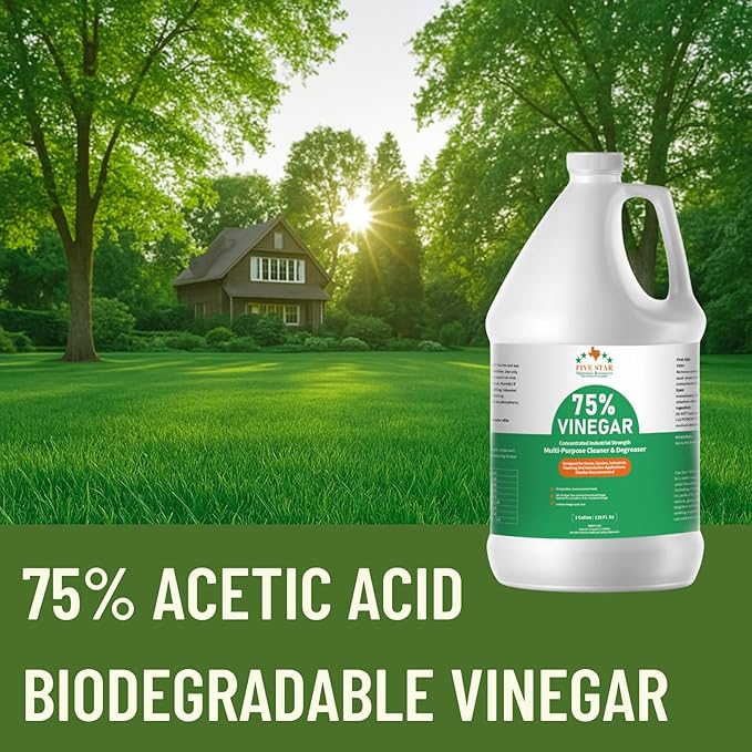 75% Vinegar Concentrated | White Vinegar for Cleaning and Garden | Horticultural, Home, and Outdoor Pure| | 4 Gallons (512 fl oz) | Max Performance 18X Power