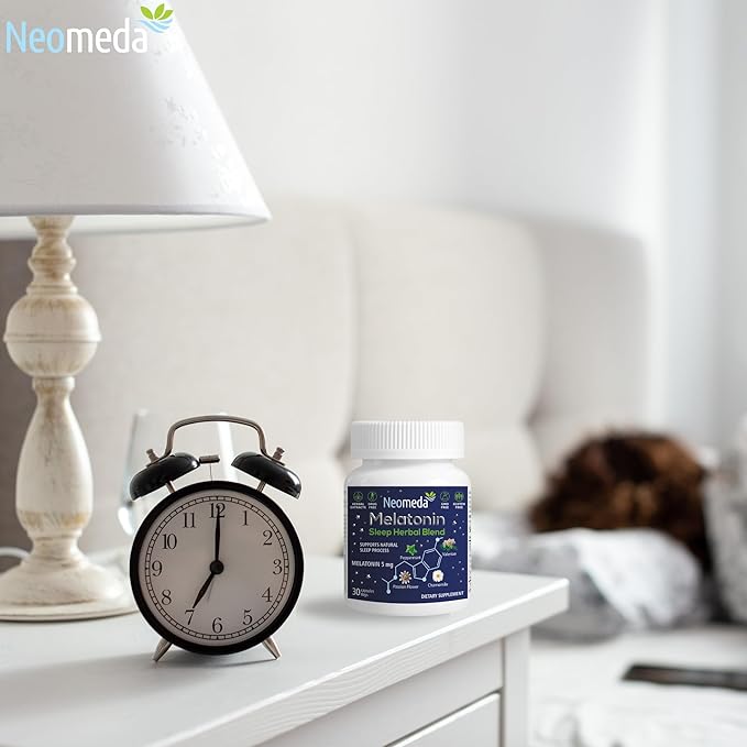 Melatonin Sleep Herbal Blend - Natural Sleep Support for Restful Nights with Melatonin 5mg & Calming Herbs - Drug-Free Dietary Supplement, 30 Capsules, 30-Day Supply