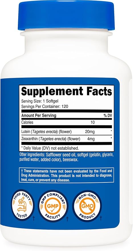 Nutricost Zeaxanthin with Lutein 20mg, 120 Softgels - Potent, Non-GMO, Gluten Free
