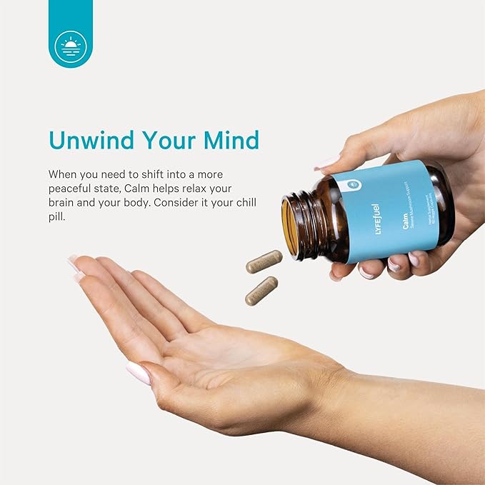 LyfeFuel Adaptogen Blend for Relaxation & Mood Support - Serene Whole Food & Organic Herb Complex to Calm Mind & Body | Lion’s Mane, Chaga, Kava, Lavender | 60 Vegan Capsules