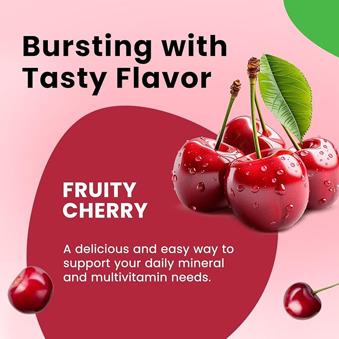 Iron Gummies with Multivitamin, Iron Supplement for Women & Men, Kids Multivitamin with Iron, Zinc, Vitamin B Complex & C, B12, Folate - Blood Builder, Energy Support, Cherry Flavor, Vegan 120 Gummies