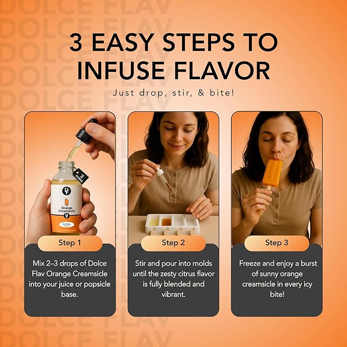 Dolce Flav Orange Creamsicle Extract - 8 Ounce Oil-Soluble Multipurpose Flavoring Ideal for Candy Making, Baking, Lip Balm, and Ice Cream - Perfect Kitchen Gift for Holidays