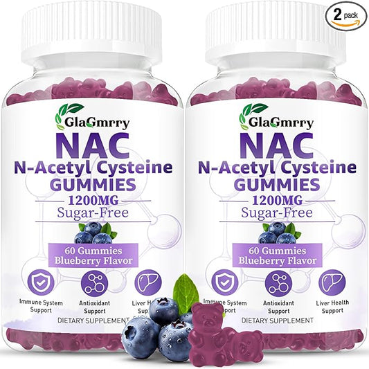 2 Pack N-Acetyl Cysteine Gummies for Kids & Adults, 1200mg N-Acetyl Cysteine Supplement with Selenium Zinc Vitamin C & E for Liver Health, Antioxidant, Immune System, 120 Count, Sugar Free