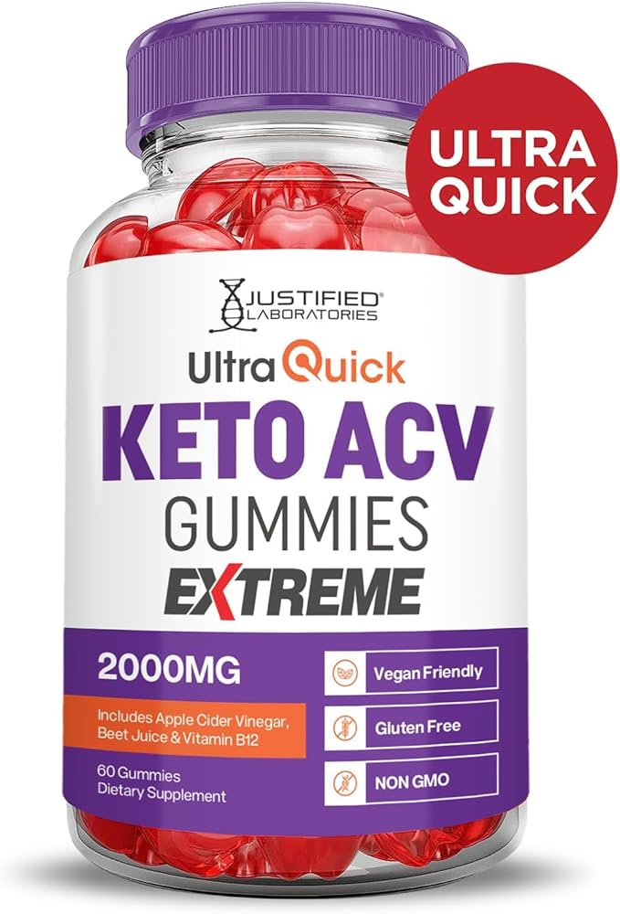 Justified Laboratories (5 Pack Ultra Quick Keto ACV Gummies Extreme 2000MG Ultraquick Keto Gummies Apple Cider Vinegar Formulated with Pomegranate Beet Juice Powder B12 Vegan Non GMO 300 Gummys