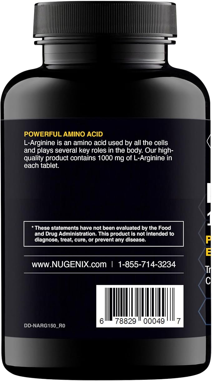 Nugenix Essentials L-Arginine Amino Acid Supplement, 1000 mg, 300 Tablets