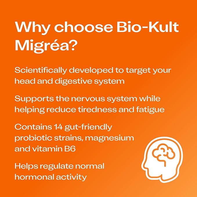 Bio-Kult Migréa | Magnesium, Vitamin B6 & Probiotics | Gut & Head Support | Advanced Multi-Strain Formula | 60 Capsules