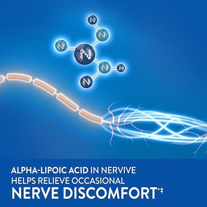 Nervive Nerve Relief, Reduces Occasional Nerve Discomfort in as Little as 7 Days, Stabbing/Pins and Needles, Burning in Hands and Feet*†, Alpha Lipoic Acid, B Vitamins, Turmeric, Ginger, 30 Tablets