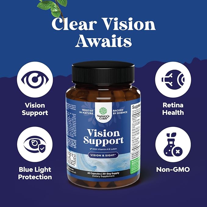 Complete Eye Health Supplement for Adults - Lutein 20mg Per Serving Eye Vitamins for Vision Dry Eyes Pressure and Blue Light Protection - Supplement Adults with Beta Carotene Eyes