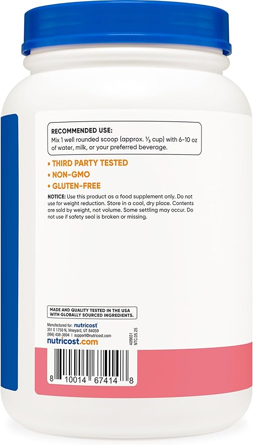 Nutricost Whey Protein Concentrate (Strawberry Milkshake) 2LBS - Gluten Free & Non-GMO