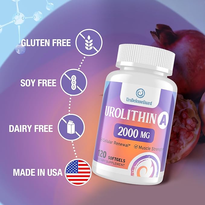 Urolithin A Supplement 2000mg for Men Women - 120 Softgels (1 Bottle)
